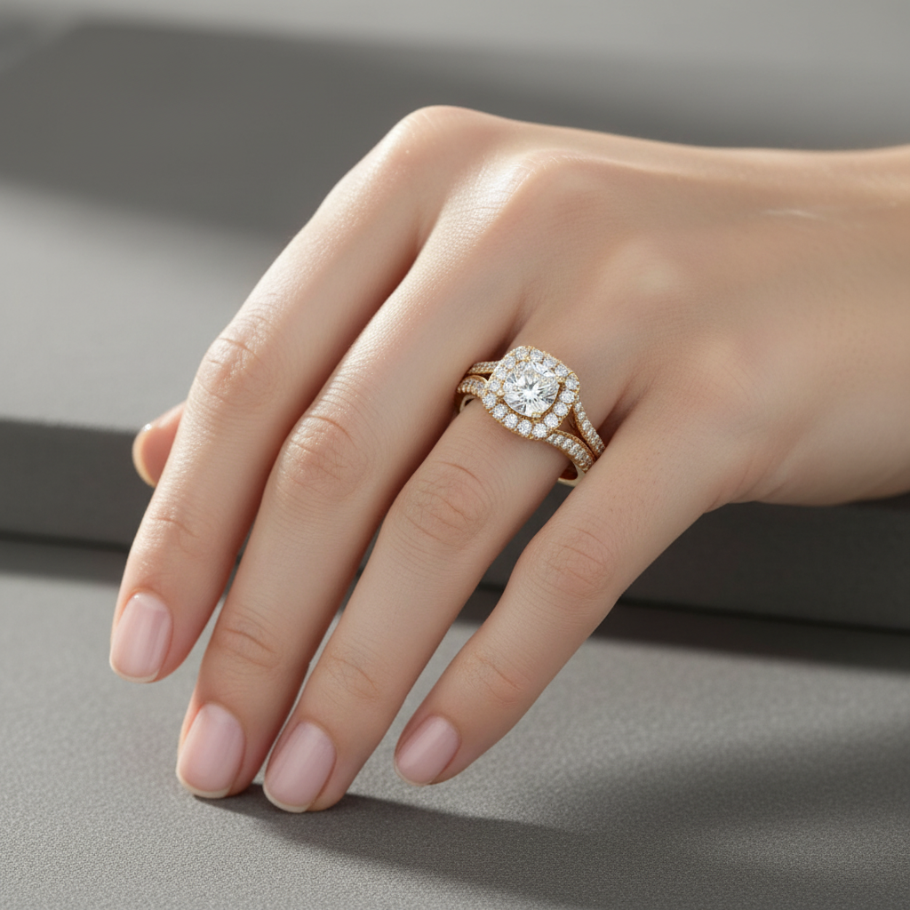 Verve 10K Bridal set/engagement ring with wedding band